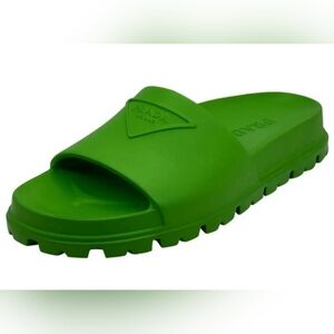 Prada Rubber Logo Slide Sandals (Women) Green Size 37 Or 7 Women Like New